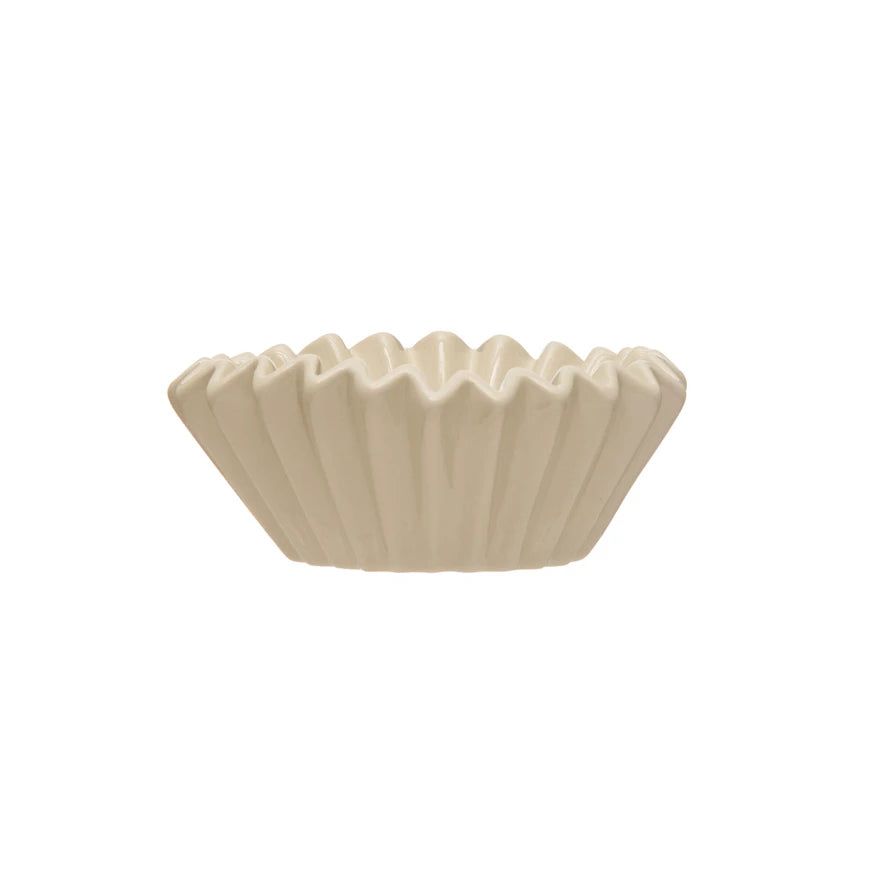 Stoneware Fluted Bowl, White