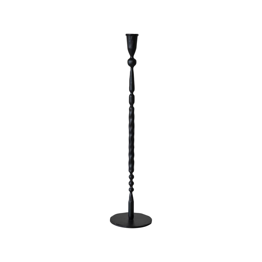 Hand-Forged Cast Iron Taper Holder, Black