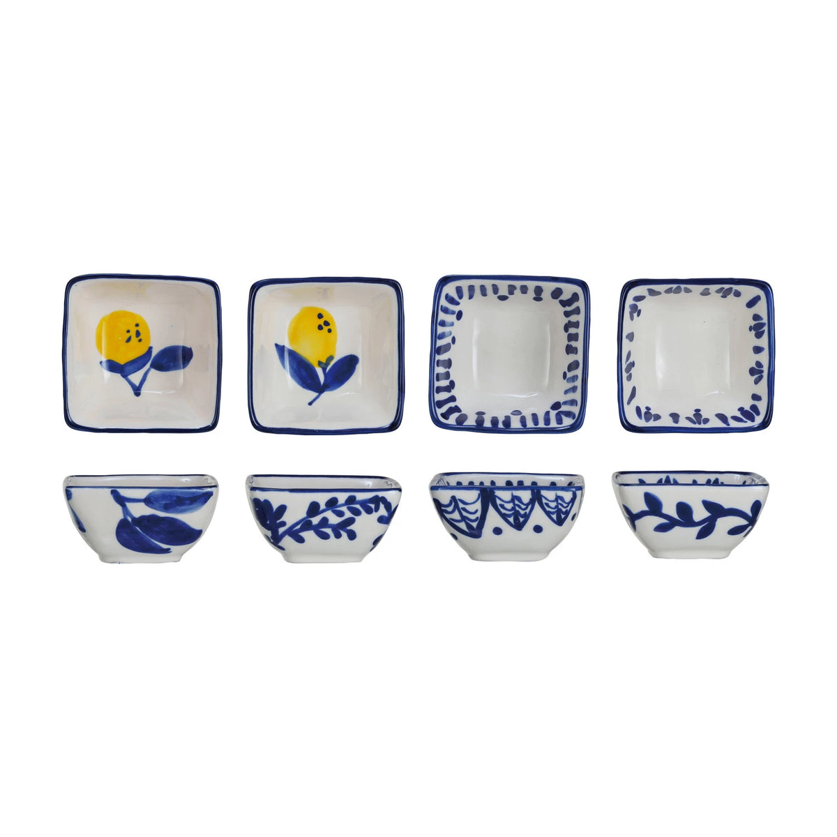 Hand-Painted Stoneware Dish w/ Lemons, 4 Styles
