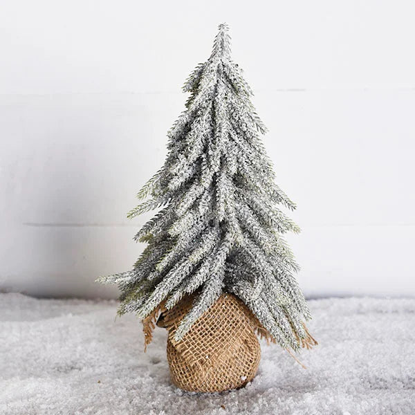 10" FROSTED TREE IN BURLAP