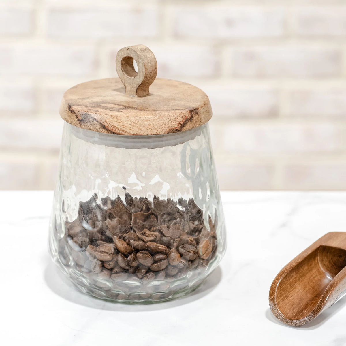 6" GLASS CANISTER WOOD LID