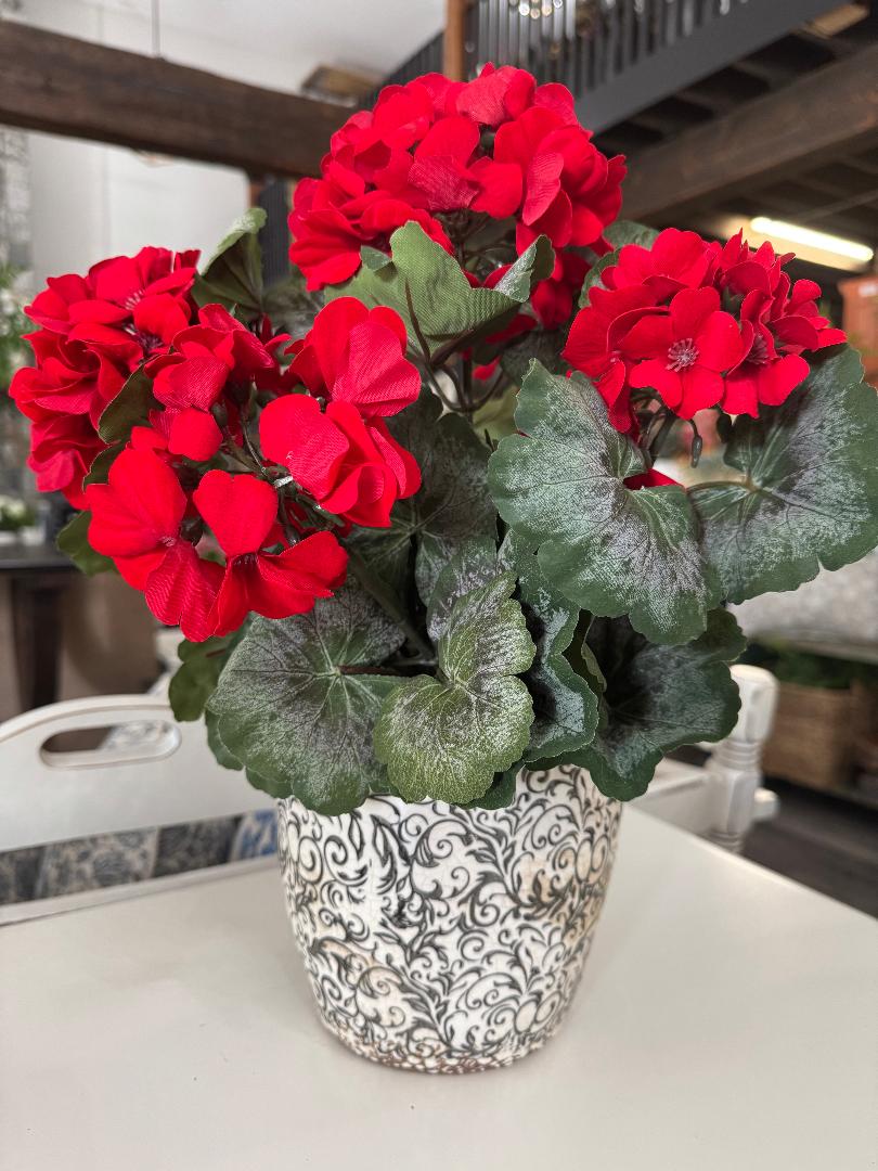 Red Geranium Joy Arrangement