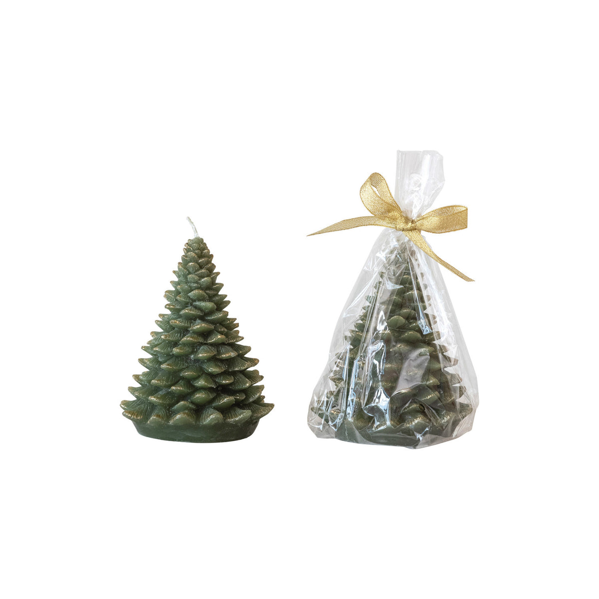 Unscented Tree Shaped Candle w/ Gold Tips, Every Green Color