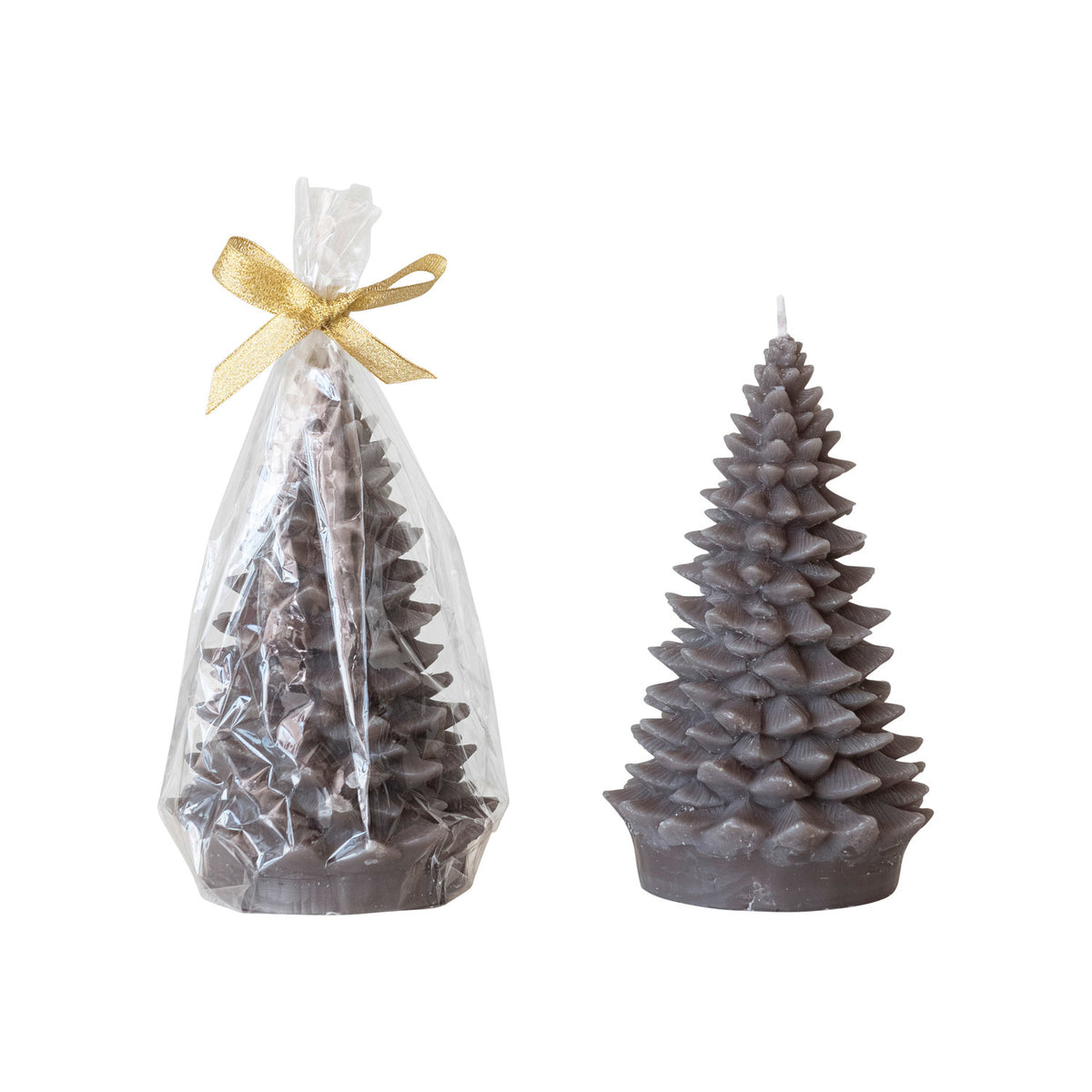 Unscented Tree Shaped Candle, Pewter Color