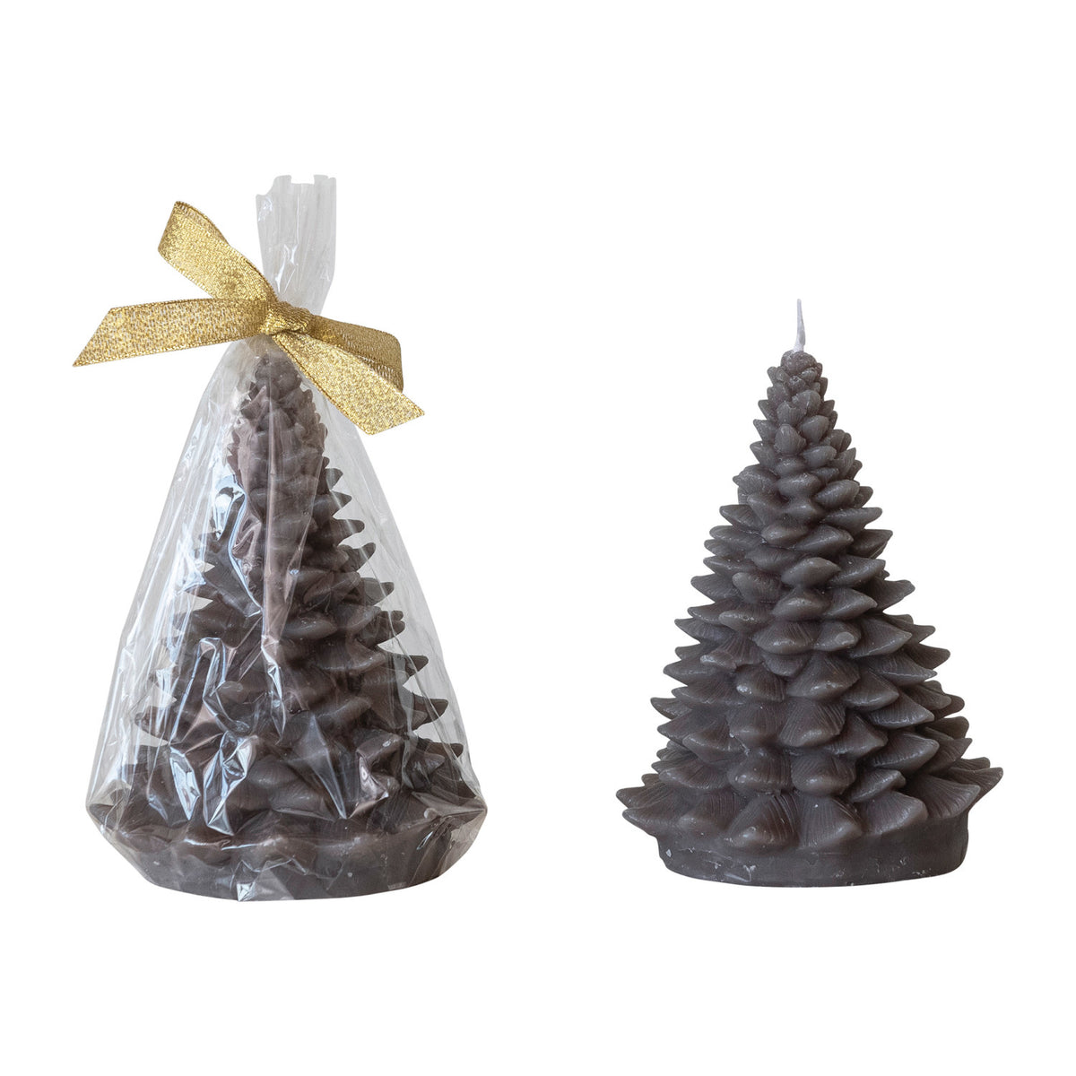 Unscented Tree Shaped Candle, Pewter Color