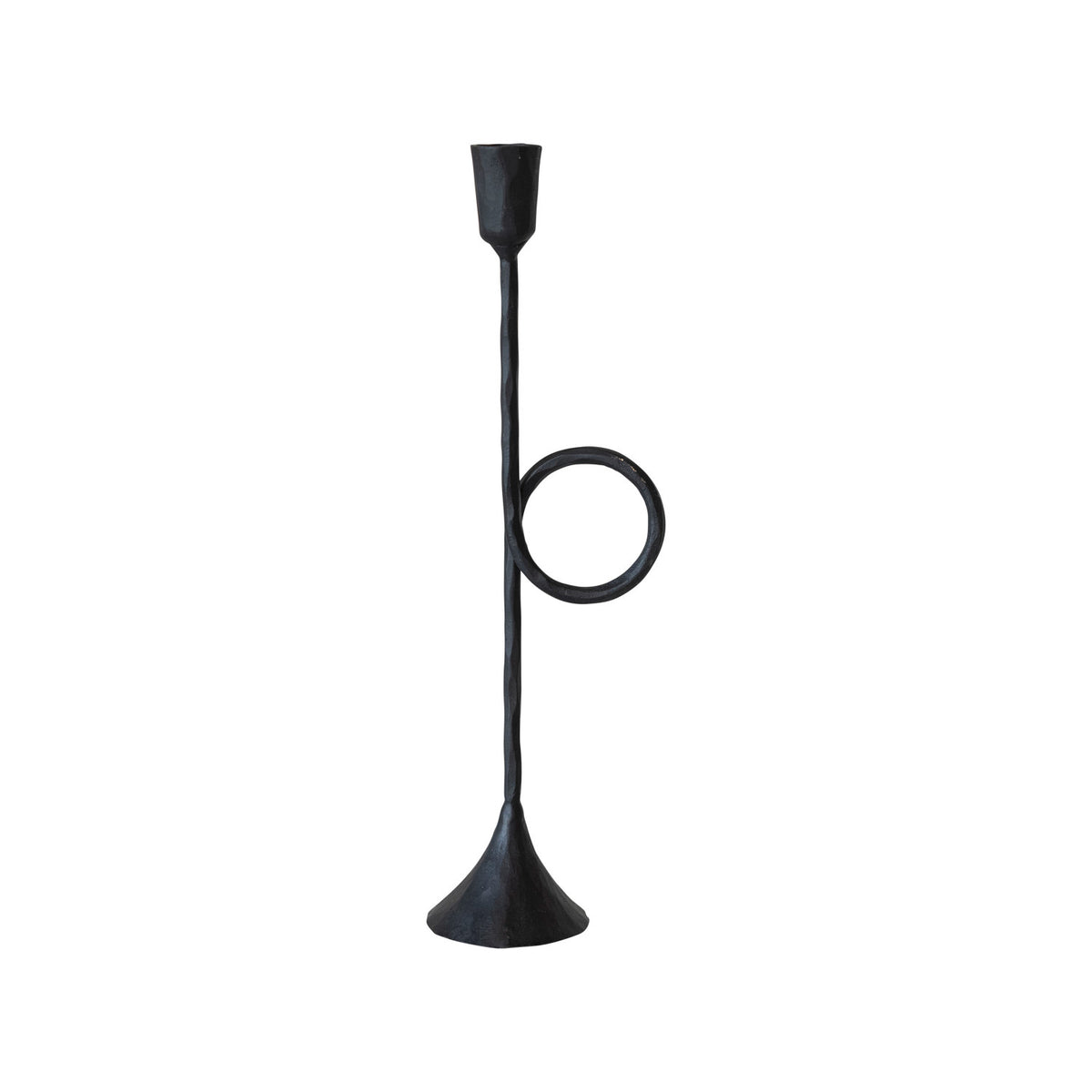 Hand-Forged Cast Iron Taper Holder w/ Handle, Black