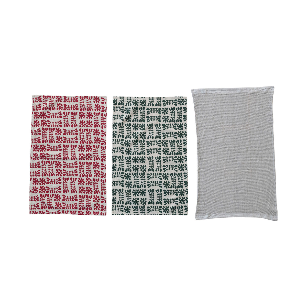 Stonewashed Cotton Printed & Waffle Weave Tea Towels