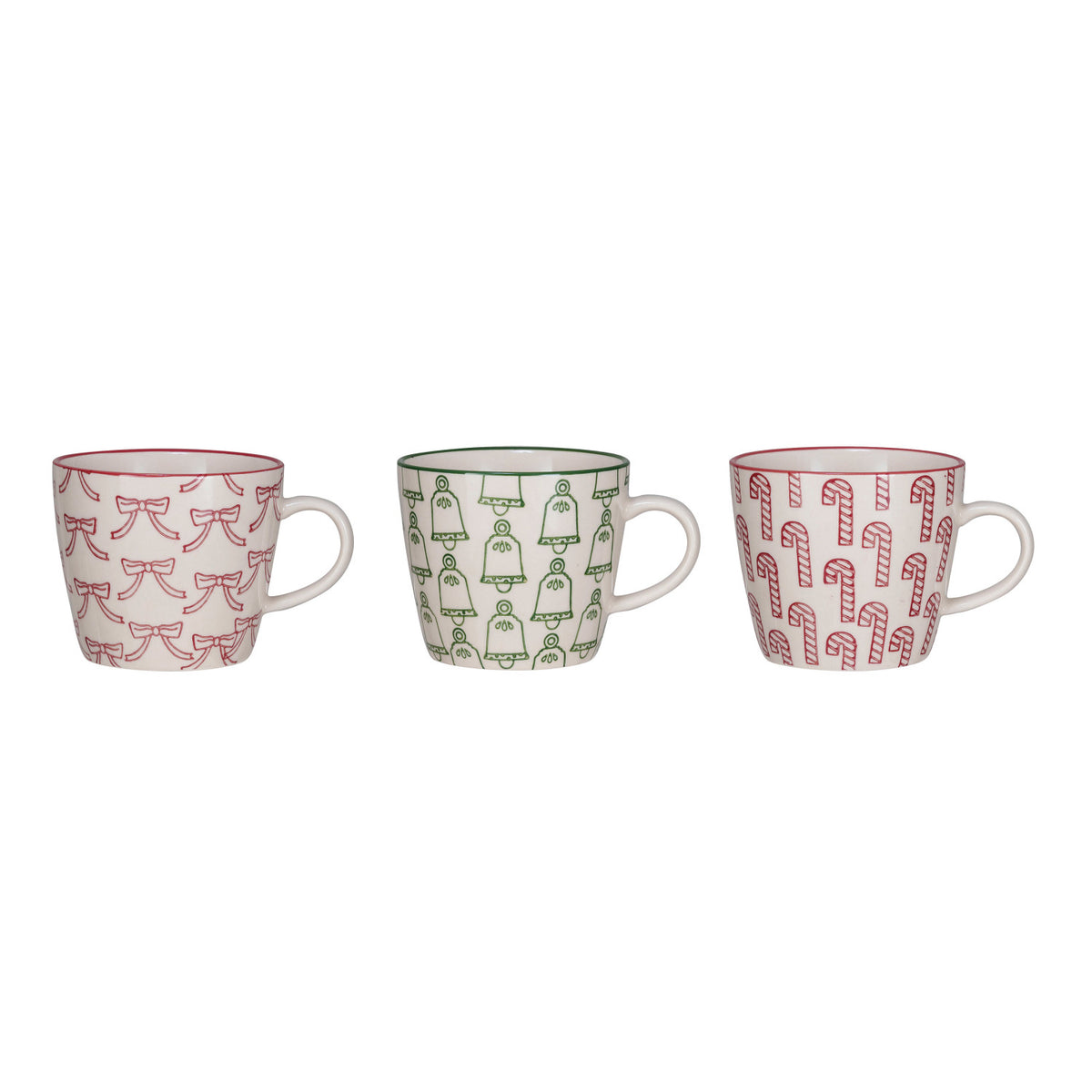 10 oz. Hand-Stamped Stoneware Mug w/ Holiday Pattern