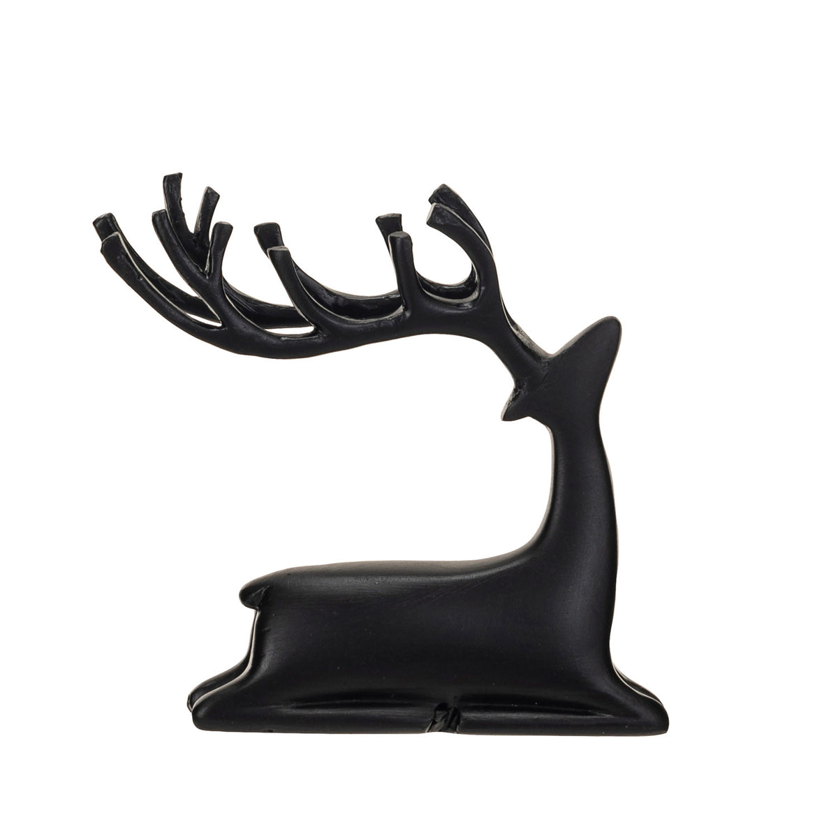Resin Sitting Reindeer, Black