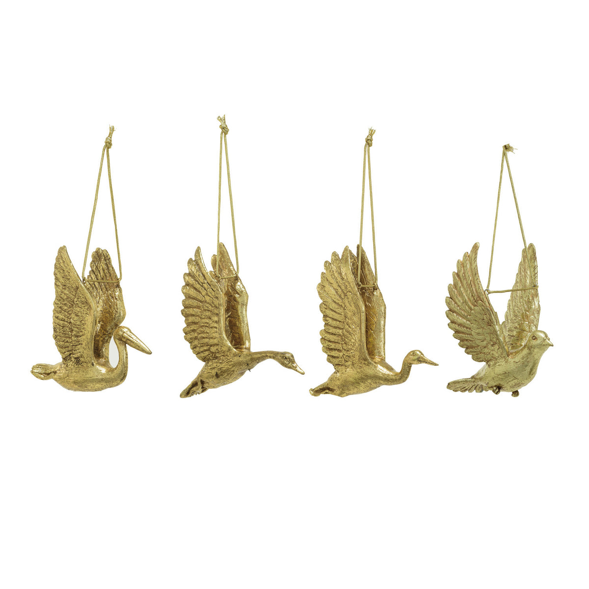 Resin Flying Bird Ornament, Gold Finish