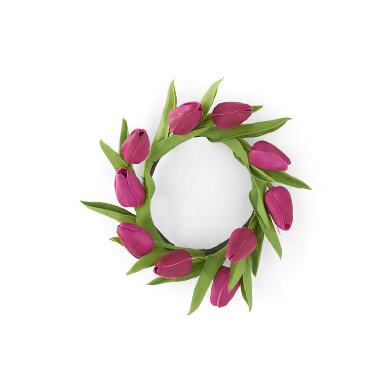 8.5 Inch Fuchsia Real Touch Mini Tulip Candle Ring