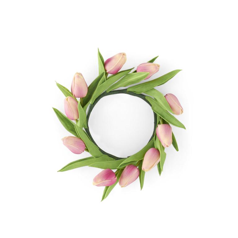 8.5 Inch Mauve Real Touch Mini Tulip Candle Ring