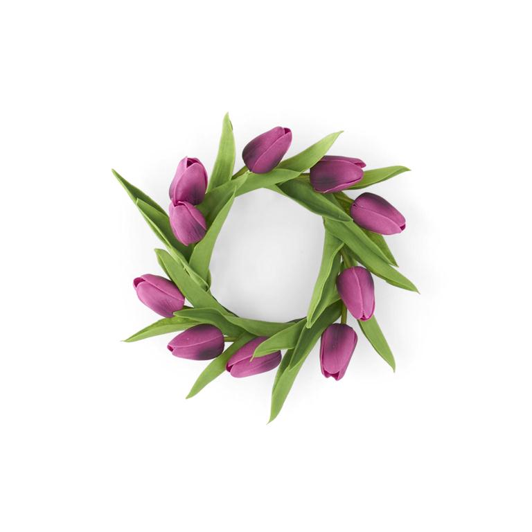 8.5 Inch Purple Real Touch Mini Tulip Candle Ring