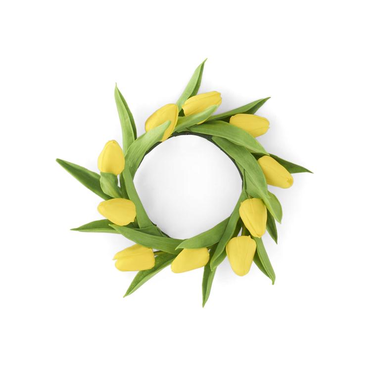 8.5 Inch Yellow Real Touch Mini Tulip Candle Ring