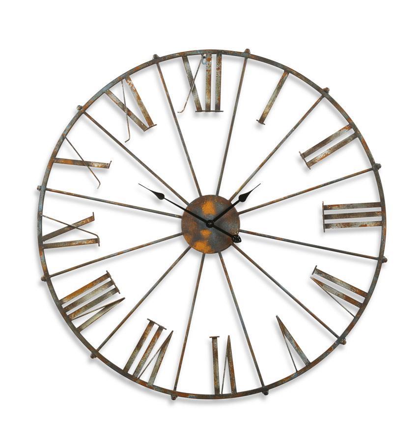 38.5 Inch Rustic Metal Open Faced Wall Clock