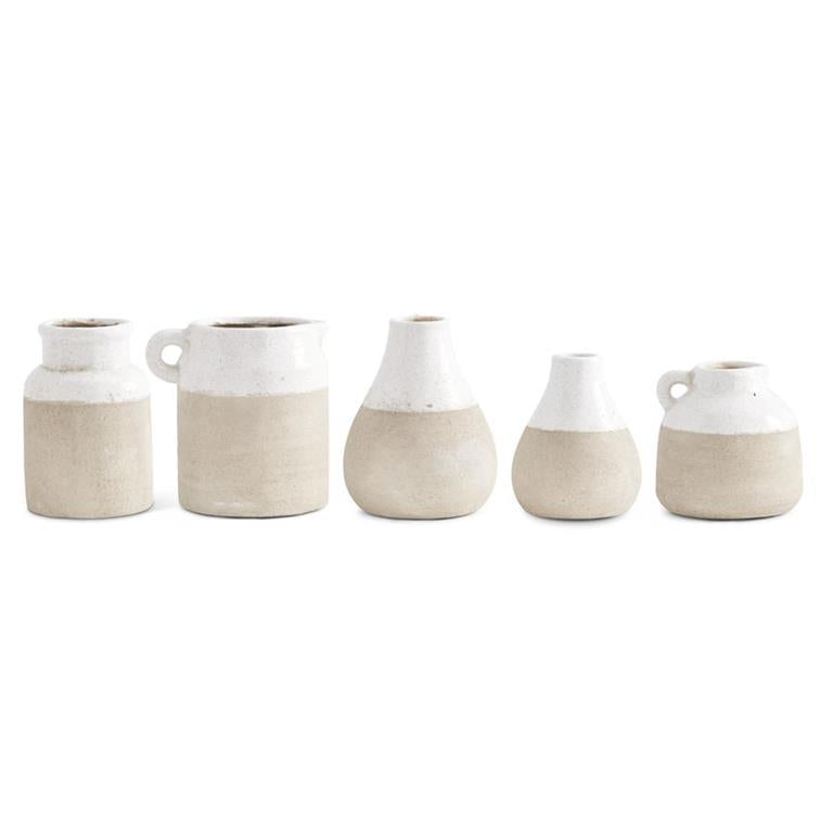 Ceramic Pots w/Light Cream Glazed Tops