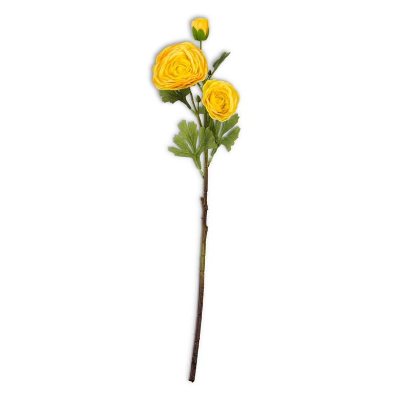 25 Inch Yellow Real Touch Triple Bloom Ranunculus