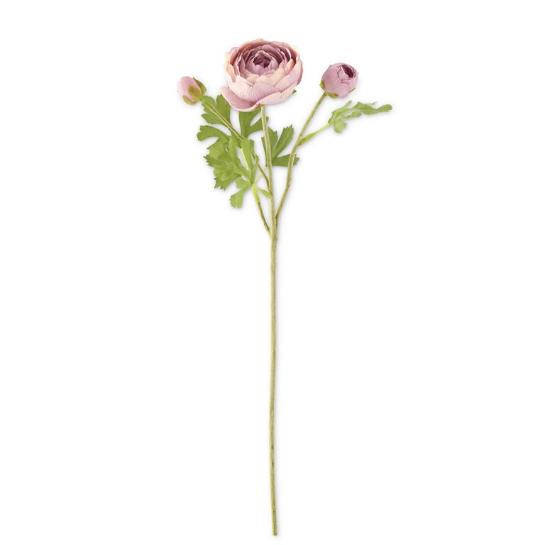 23 Inch Light Purple Real Touch 3 Head Ranunculus