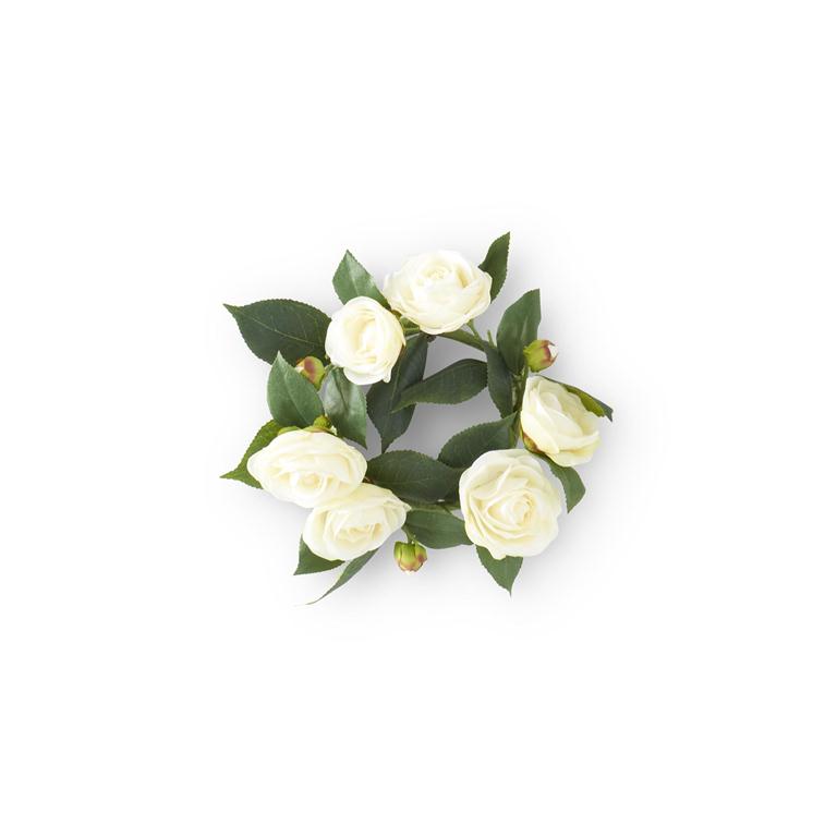10 Inch White Camellia Candle Ring