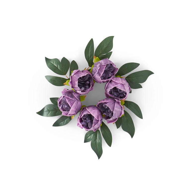 15 Inch Purple Real Touch Peony Candle Ring