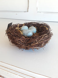 Twig Nest with Blue Eggs