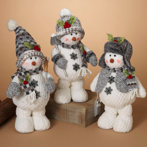 16"H Plush Holiday Standing Snowman w/ Hat & Scarf