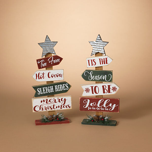 15.9"H Wood Holiday Sign
