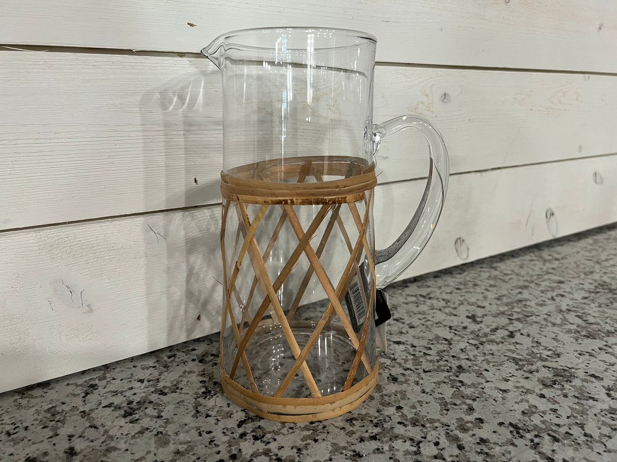 Weaved glass pitcher