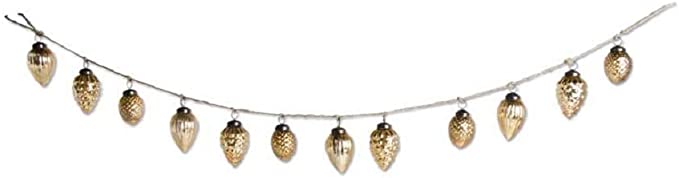 48" Gold Mercury Glass Acorn Ornament and Twine Garland