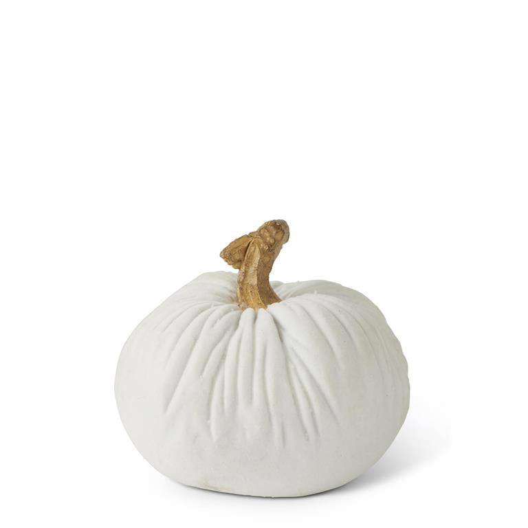 2.75 Inch Resin White Velvet Pumpkin