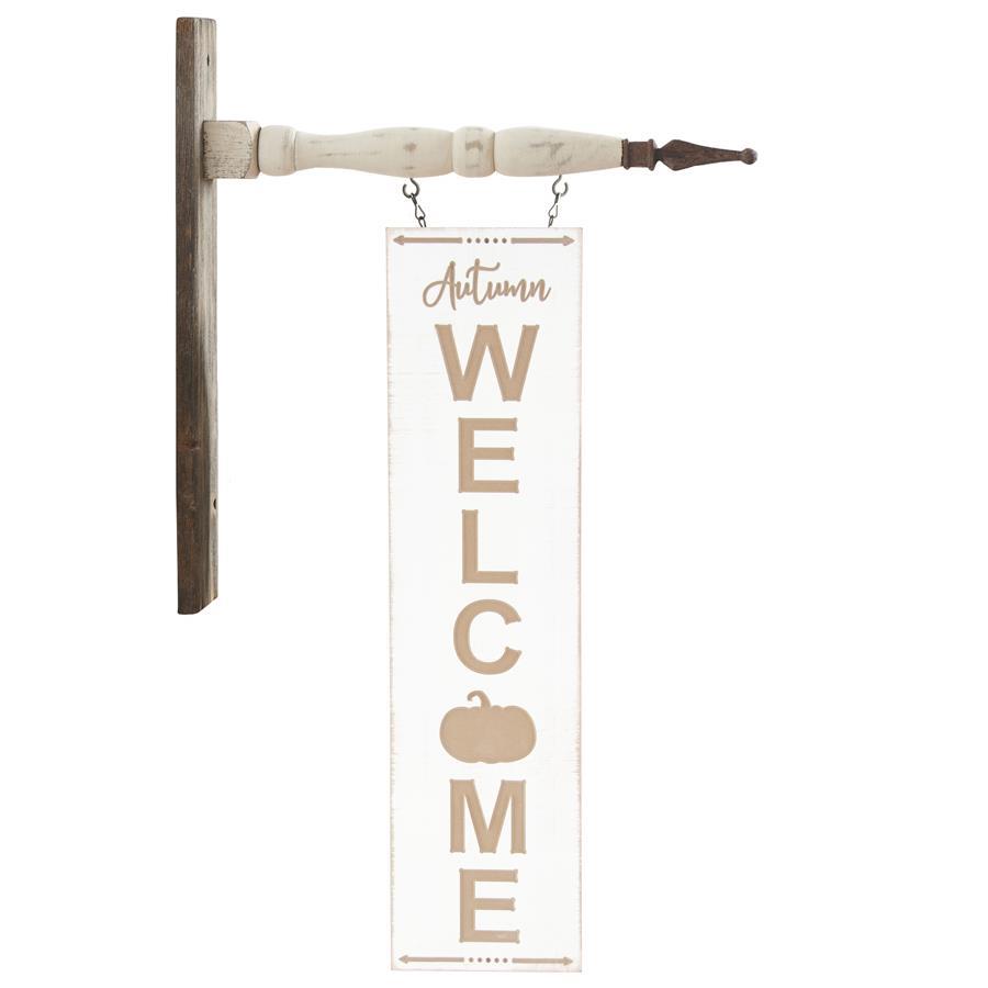 20 Inch Engraved Autumn Welcome Sign Arrow