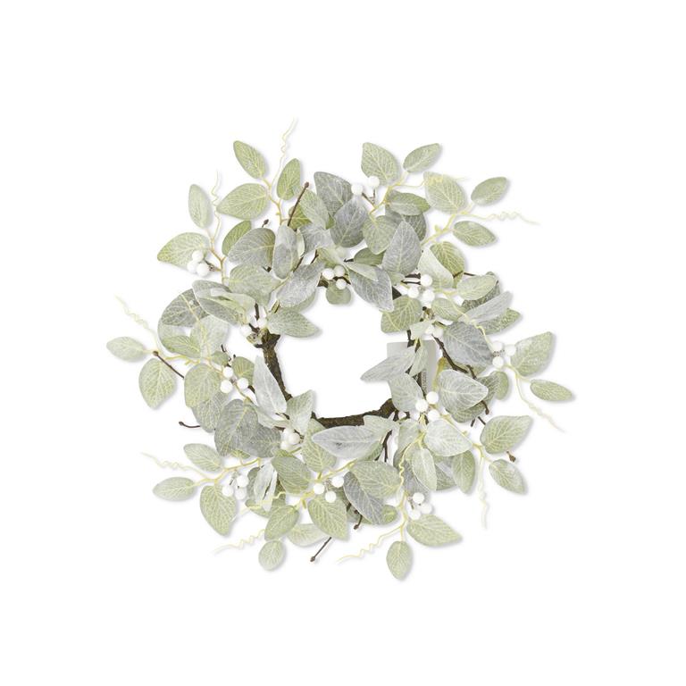 14 Inch Glittered & Flocked Fittonia Candle Ring