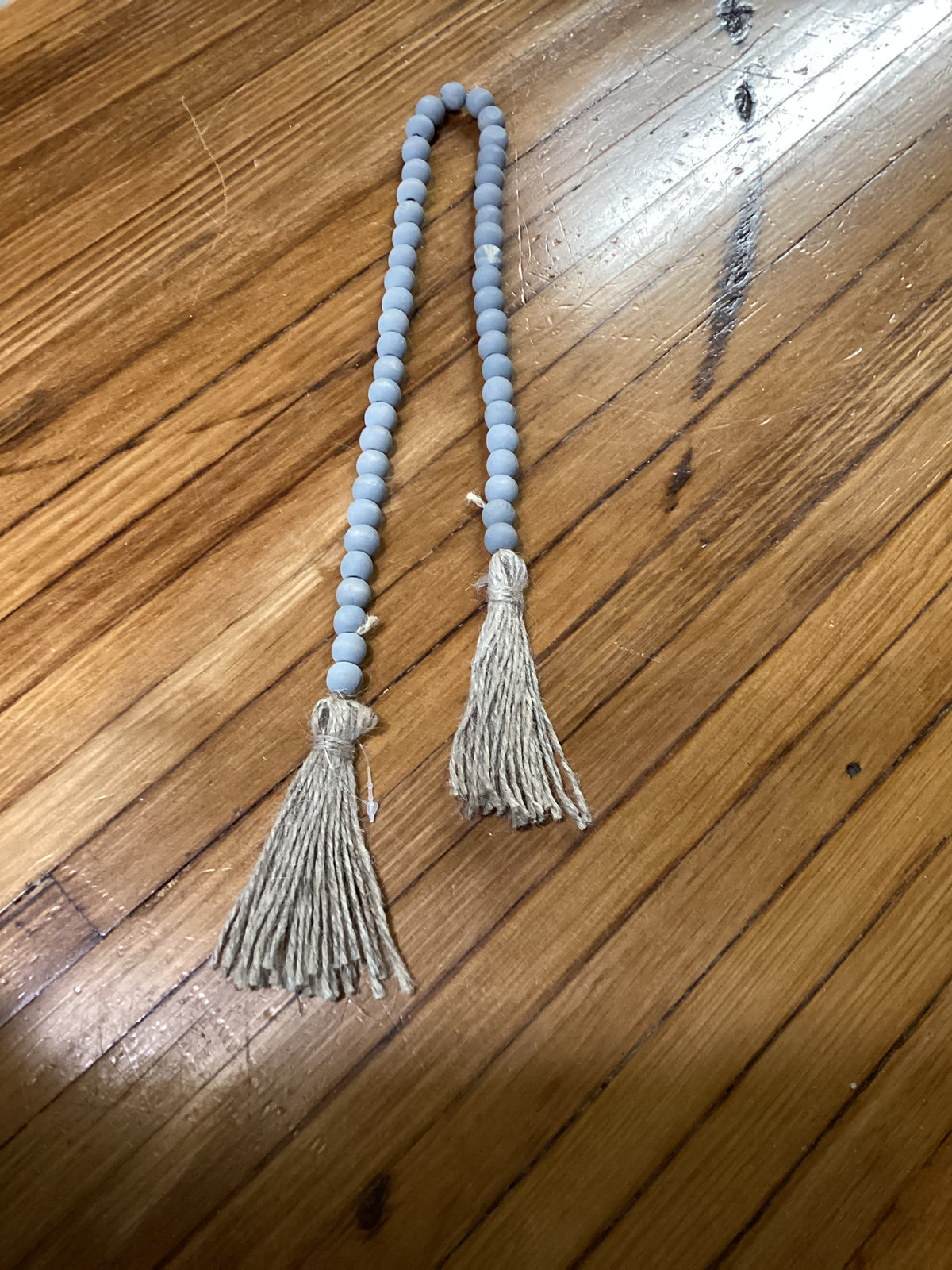 28” Gray Beads with Tassels