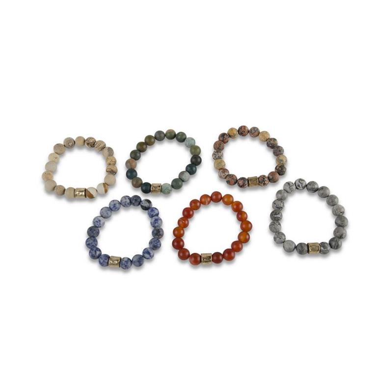 Assorted Multi Stone Bead Stretch Bracelet