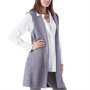 Grey Knit Hooded Vest w/Side Laced Grommets