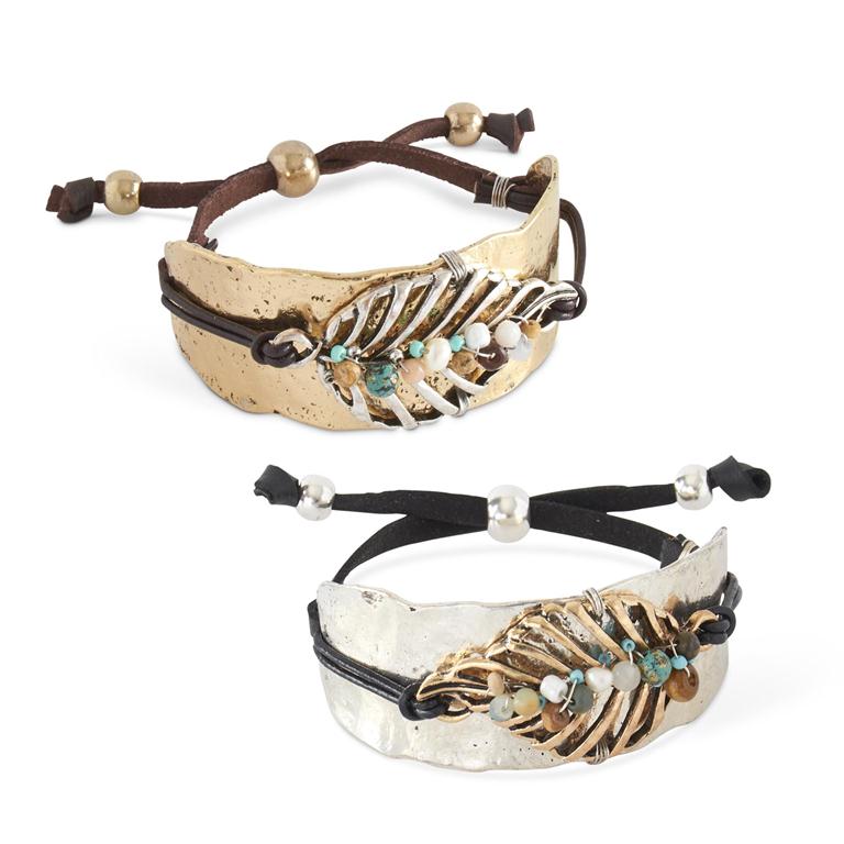 Assorted Bead Leaf Bracelets