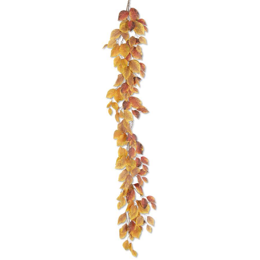 60 Inch Golden Yellow & Rust Birch Leaves Garland
