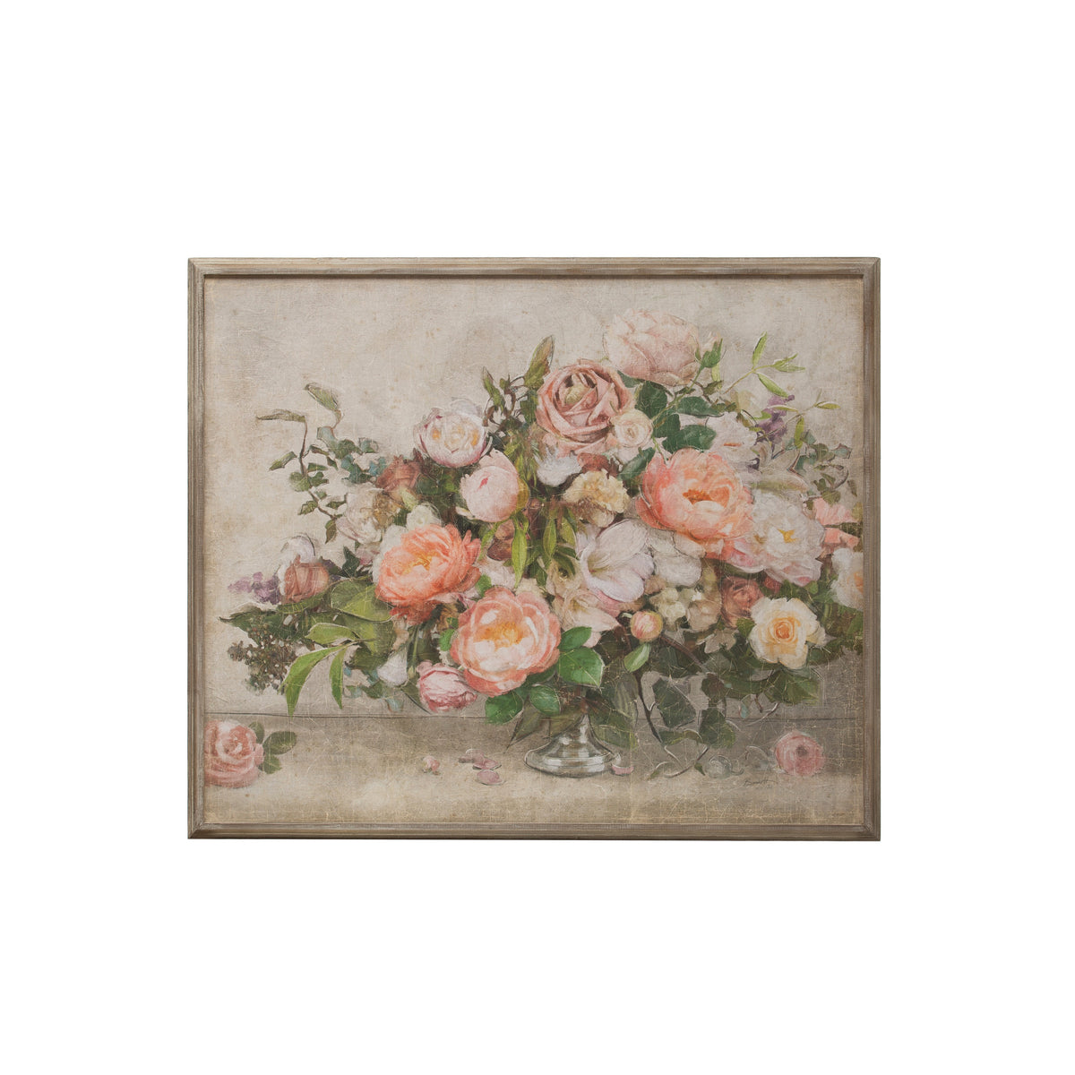Wood Framed Wall Decor with Flower Bouquet