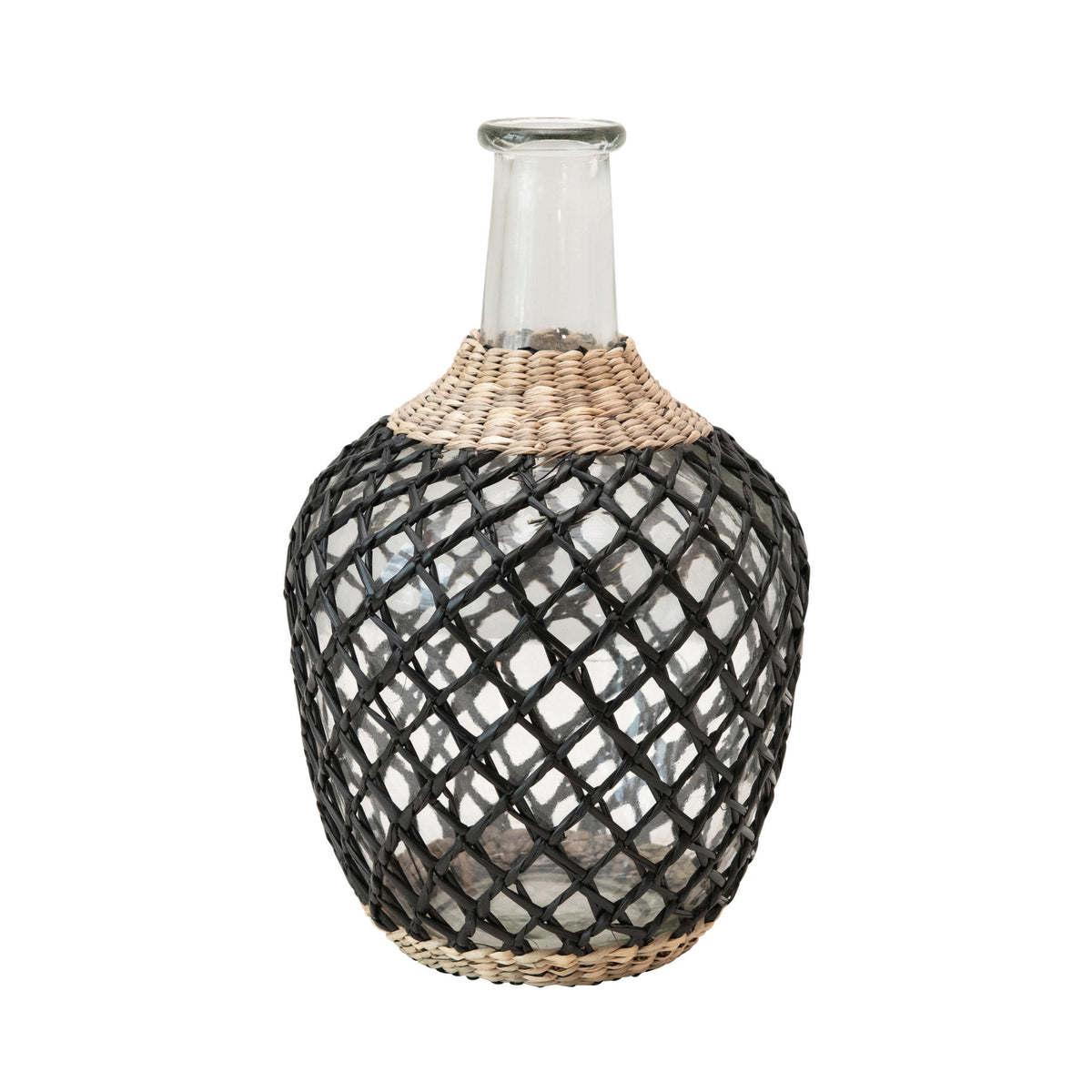 Glass Decanter with Seagrass Weave
