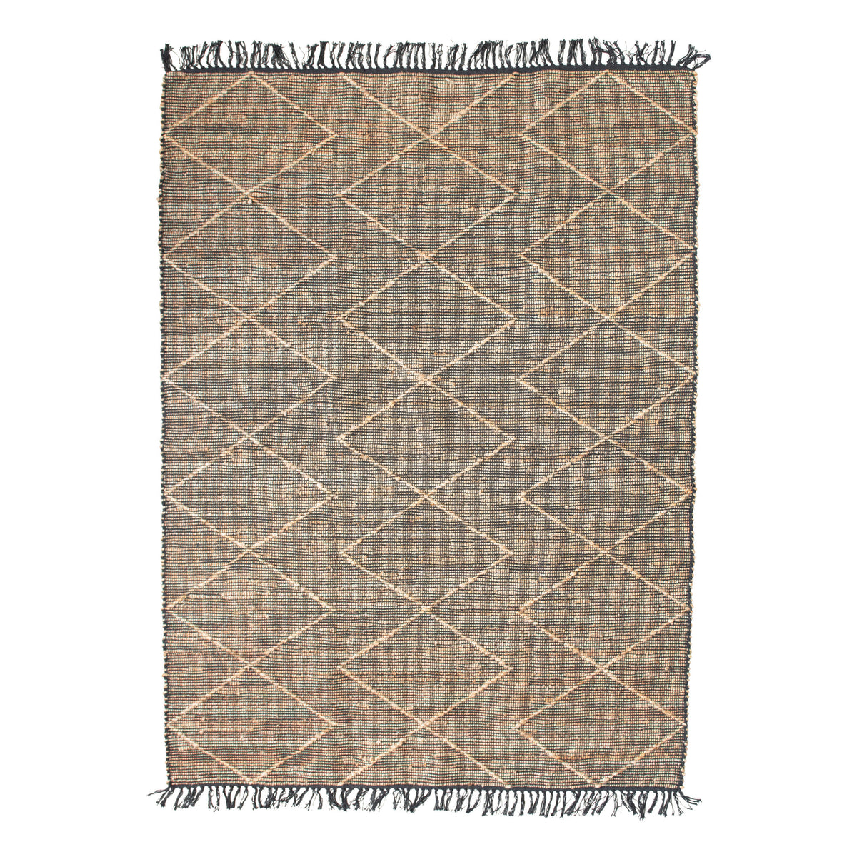 Rug with Diamond Pattern and Fringe