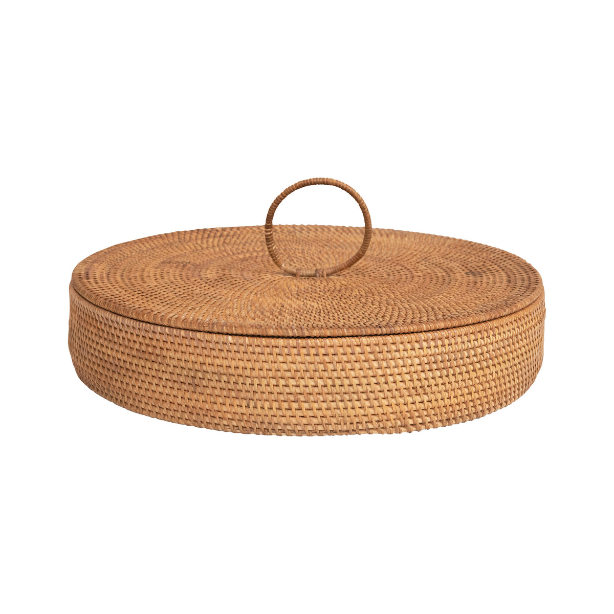 Hand-Woven Rattan Container with 5 Sections and Lid