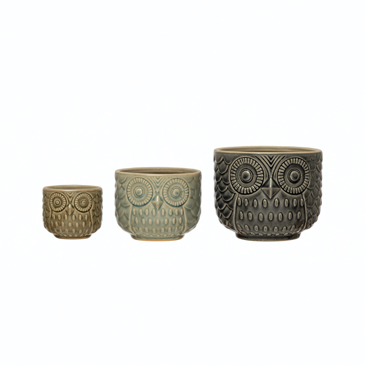Small Decorative Stoneware Owl Container