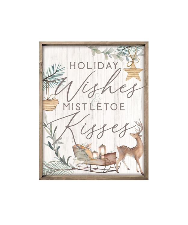Holiday Wishes Mistletoe Kisses Sign