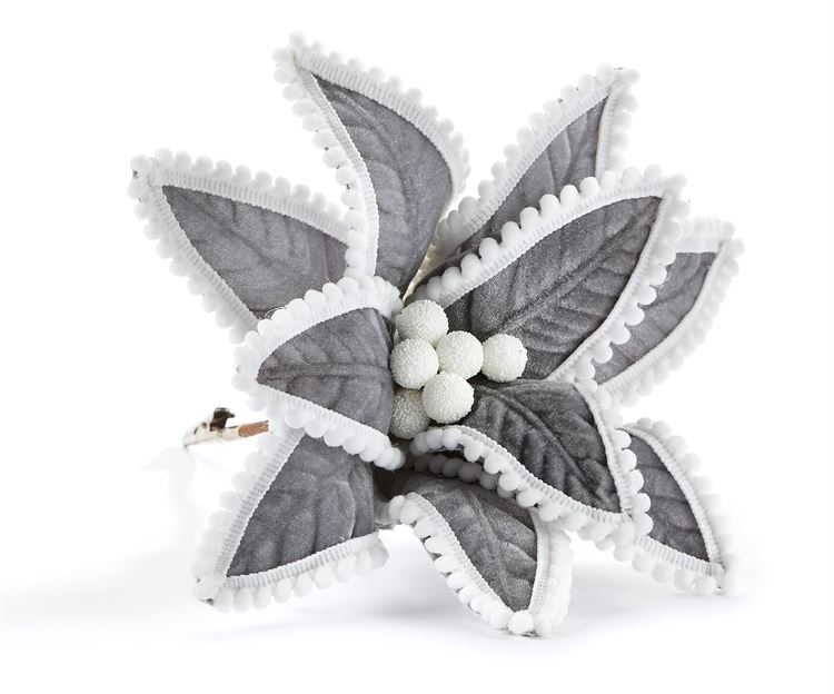 Gray with Berries Poinsettia Clip-On Ornament