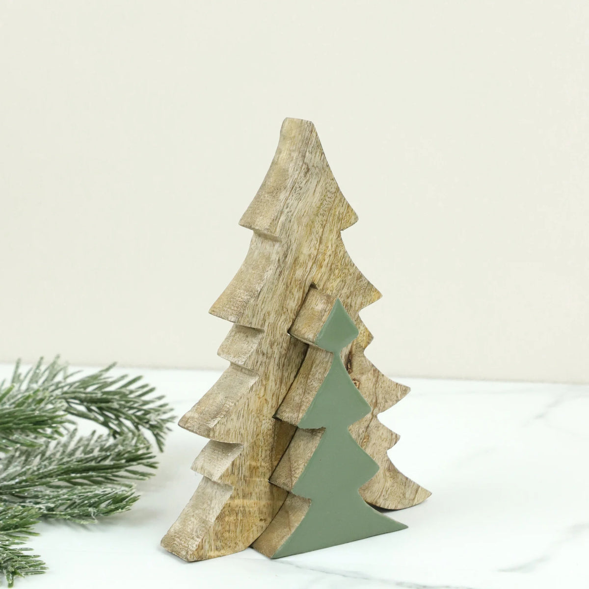 7.9" GREEN ENAMEL WOOD PUZZLE  TREE