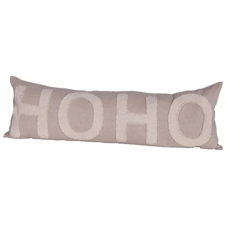 36" x 12" Ho Ho Appliqued Cotton Chambray Lumbar Pillow